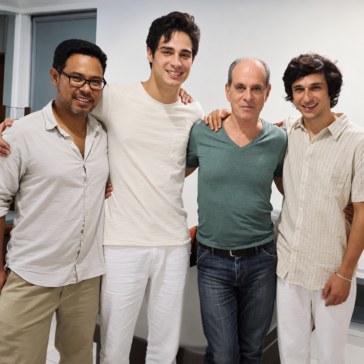 Retrato de Quatro Amigos em Ambiente Interno